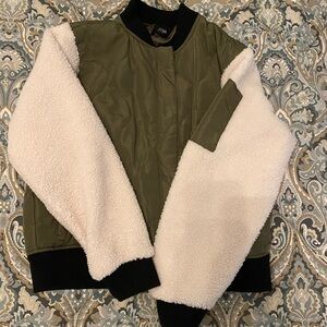 Bomber jacket with faux Sherpa